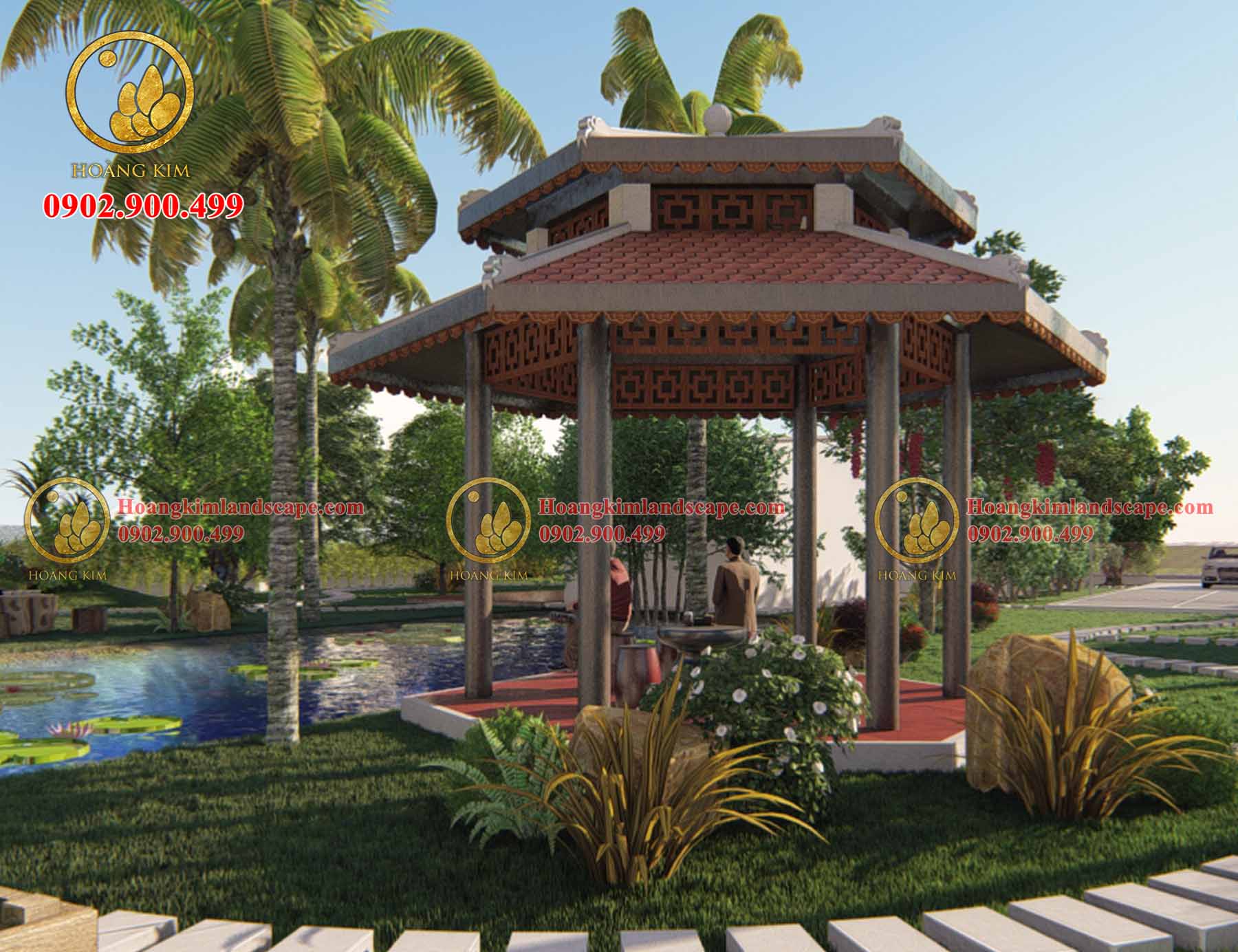 Dự án sân vườn anh Hiếu Bình Chánh được thiết kế theo phong cách truyền thống Việt Nam