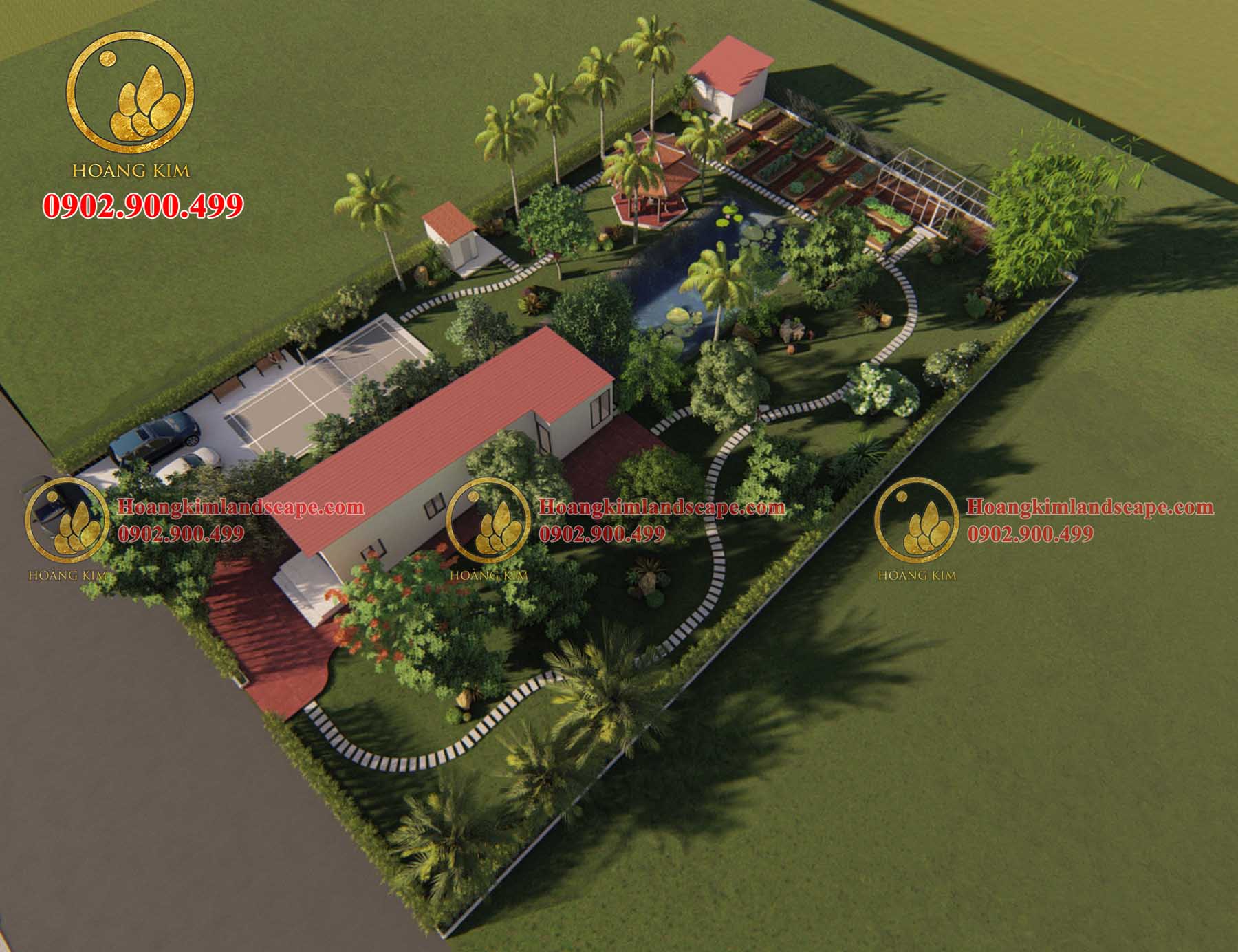 Bản thiết kế 3D sân vườn nhà anh Hiếu Bình Chánh