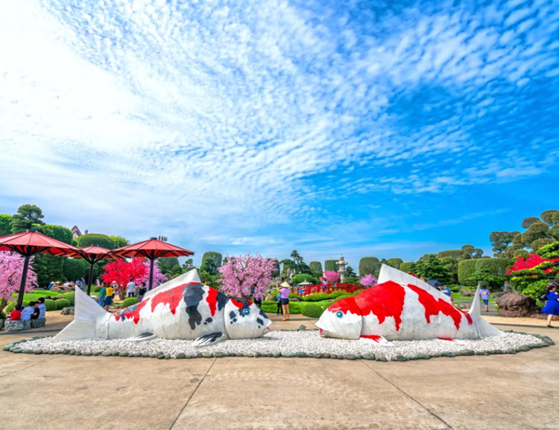 Mô hình cá Koi khổng lồ tại Rin Rin Park