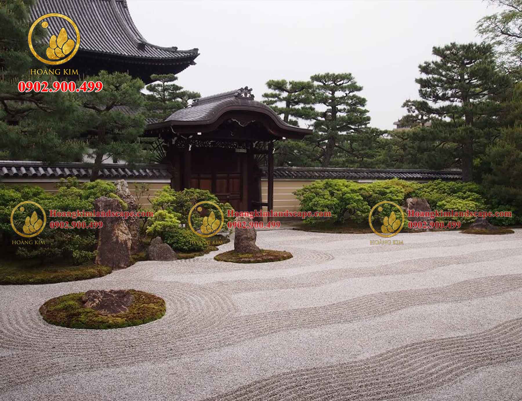 Việc bày trí đá là quan trọng nhất trong phong cách sân vườn Karesansui.